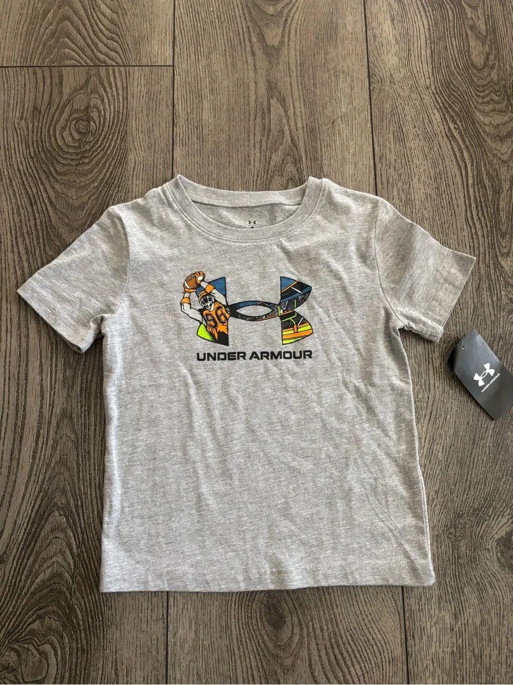 Under Armour Gray Tee with Colorful Logo